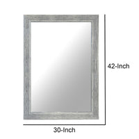 Rectangular Polystyrene Encased Wall Mirror with Textured Details, Chrome - UPT-228546