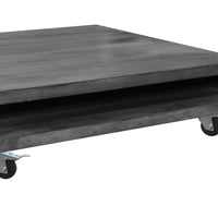 Square Mango Wood Coffee Table with Casters and Open Storage Compartment, Grey - UPT-228690