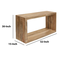 Keli 52 Inch Mango Wood Sideboard Console Table, Open Cube, 1 Shelf, Natural Brown- UPT-228692