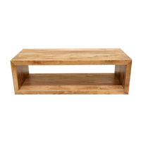 Keli 58 Inch Mango Wood Coffee Table, Open Cube, 1 Shelf, Natural Brown - UPT-228693