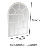 Arched Farmhouse Windowpane Wood Encased Wall Mirror, Antique White - UPT-228701