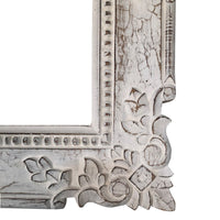 23 Inch Mango Wood Floating Wall Shelf Unit, Floating, Ornate Scroll Carvings, Distressed Gray - UPT-229610