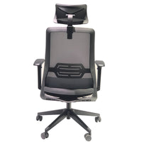 Adjustable Headrest Ergonomic Swivel Office Chair with Padded Seat and Casters, Black and Gray - UPT-230094