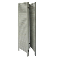 67 Inch Paulownia Wood Panel Divider Screen, Shutter Design, 3 Panels, Distressed Gray - UPT-230656