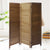 67 Inch Paulownia Wood Panel Divider Screen, Shutter Design, 3 Panels, Natural Oak Brown - UPT-230659