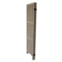 67 Inch Paulownia Wood 4 Panel Divider Screen, Woven Willow Design, Light Brown - UPT-230662