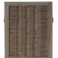 67 Inch Paulownia Wood 4 Panel Divider Screen, Woven Willow Design, Light Brown - UPT-230662