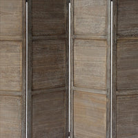 67 Inch Paulownia Wood Panel Divider Screen, Grain Details, Handcrafted, Rustic Brown - UPT-230663