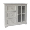 24 Inch Paulownia Wood Accent Cabinet, 3 Drawers, 1 Glass Door, White - UPT-230665