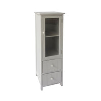 39 Inch Paulownia Wood Accent Cabinet, Vertical, 2 Drawers, 1 Door, Dove Gray - UPT-230667