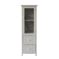 39 Inch Paulownia Wood Accent Cabinet, Vertical, 2 Drawers, 1 Door, Dove Gray - UPT-230667