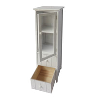 39 Inch Paulownia Wood Accent Cabinet, Vertical, 2 Drawers, 1 Door, Dove Gray - UPT-230667