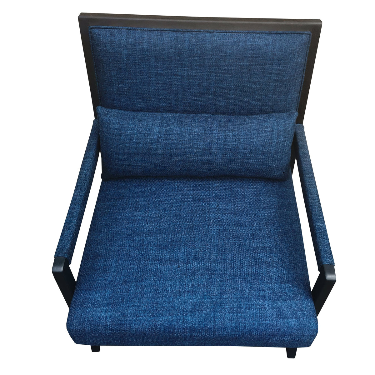 Fabric Padded Wooden Frame Accent Sofa Chair with Armrest, Black and Blue - UPT-230863