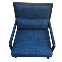 Fabric Padded Wooden Frame Accent Sofa Chair with Armrest, Black and Blue - UPT-230863