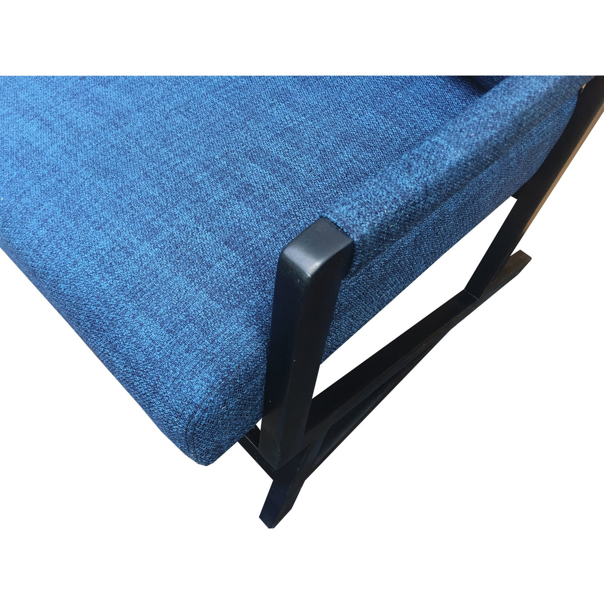 Fabric Padded Wooden Frame Accent Sofa Chair with Armrest, Black and Blue - UPT-230863