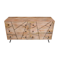 Jae 58 Inch Modern Industrial Mango Wood Dresser, 6 Drawers, Metal Frame, Brown and Black - UPT-231461