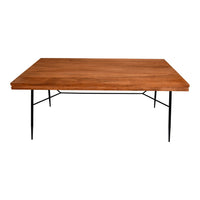 69 Inch Handcrafted Industrial Design Dining Table, Acacia Wood Top, Metal Legs, Black and Brown - UPT-231468