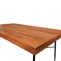 69 Inch Handcrafted Industrial Design Dining Table, Acacia Wood Top, Metal Legs, Black and Brown - UPT-231468