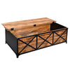 Daz 54 Inch Rectangular Mango Wood Coffee Table with Built In Storage Trunk, Metal, Rivet Accents, Brown, Black - UPT-232507