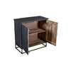 Roy 34 Inch Plank Design 2 Door Mango Wood Sideboard Storage Cabinet, Rustic Bronze Metal Frame, Gray - UPT-237993
