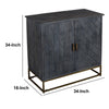 Roy 34 Inch Plank Design 2 Door Mango Wood Sideboard Storage Cabinet, Rustic Bronze Metal Frame, Gray - UPT-237993