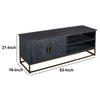 Roy 53 Inch Plank Design 2 Door Mango Wood TV Media Entertainment Cabinet Console, Metal Base, Gray - UPT-237994