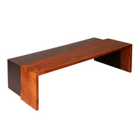 53 Inch Acacia Wood Coffee Table, Horizontal Split Design, Live Edge, Oak, Black - UPT-238063