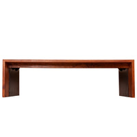 53 Inch Acacia Wood Coffee Table, Horizontal Split Design, Live Edge, Oak, Black - UPT-238063