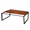41.7 Inch Rectangular Coffee Table with Plank Style Top, Metal Frame, Brown and Black - UPT-238064