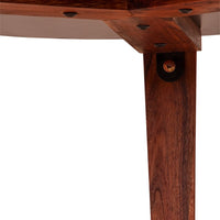 24 Inch Artisanal Round End Side Table, Aluminum Top, Tapered Acacia Wood Legs, Black, Warm Brown - UPT-238065