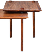 18 Inch Rectangular End Table with Pull Out Extension and Grain Details, Brown - UPT-238068