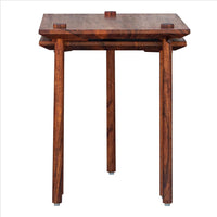 18 Inch Rectangular End Table with Pull Out Extension and Grain Details, Brown - UPT-238068