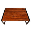48 Inches Wooden Top Industrial Coffee Table with Metal Sled Base, Brown and Black - UPT-238074
