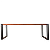 48 Inches Wooden Top Industrial Coffee Table with Metal Sled Base, Brown and Black - UPT-238074