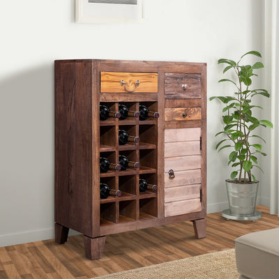 The Urban Port 9 Bottle Storage Wine Rack Cabinet with 1 Drawer