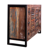 49.5 Inch Plank Style 6 Drawer Sideboard Storage Cabinet, 2 Doors, Reclaimed Wood, Brown - UPT-238089