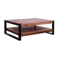 40 Inch Rectangular Reclaimed Wood Coffee Table, Planked Bottom Shelf, Multicolor - UPT-238091