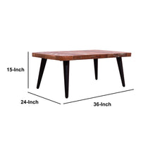 36 Rectangular Reclaimed Wood Coffee Table, Angled Legs, Brown and Black - UPT-238094