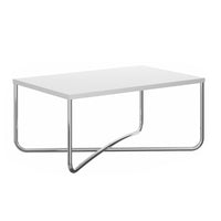 Wren 35 Inch Modern Coffee Table, Rectangular Top, Steel Cross Base, White, Chrome - UPT-238273