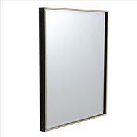 28 Inch Beveled Metal Frame Rectangular Wall Mirror, Black, Gold Accent - UPT-238453
