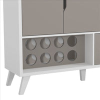 Coco 54 Inch 2 Door Wine Bar Cabinet TV Entertainment Console, Wine Rack, 1 Drawer, White, Gray - UPT-242348