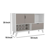 Coco 54 Inch 2 Door Wine Bar Cabinet TV Entertainment Console, Wine Rack, 1 Drawer, White, Gray - UPT-242348