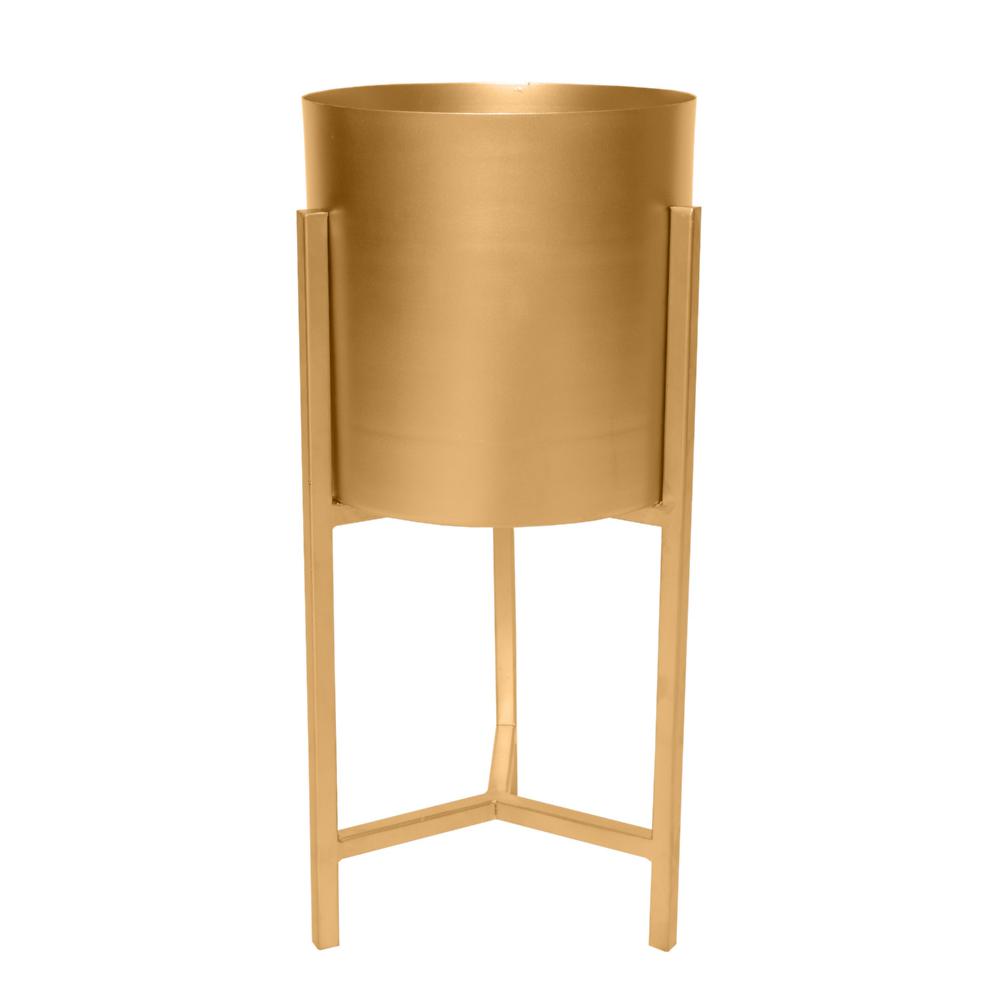 22, 18 Round Indoor Planter, Iron Stand, Set of 2, Champagne Gold - UPT-248043