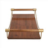 15 Inch Rectangular Wood Serving Tray with Matte Gold Trim, Brown - UPT-250425