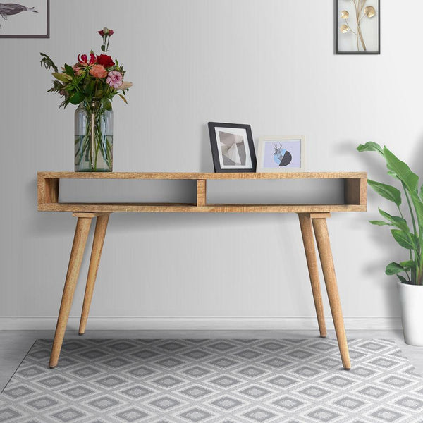 48 Inches Minimalist Solid Wood Desk Console Table,  Weathered Oak Brown - UPT-250804