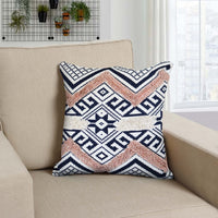 18 x 18 Handcrafted Square Jacquard Cotton Accent Throw Pillow, Geometric Tribal Pattern, Set of 2, White, Black, Beige - UPT-261538