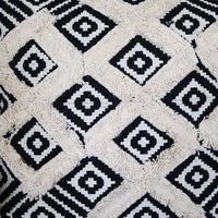 18 x 18 Handcrafted Square Jacquard Soft Cotton Accent Throw Pillow, Diamond Pattern, Set of 2, White, Black - UPT-261539