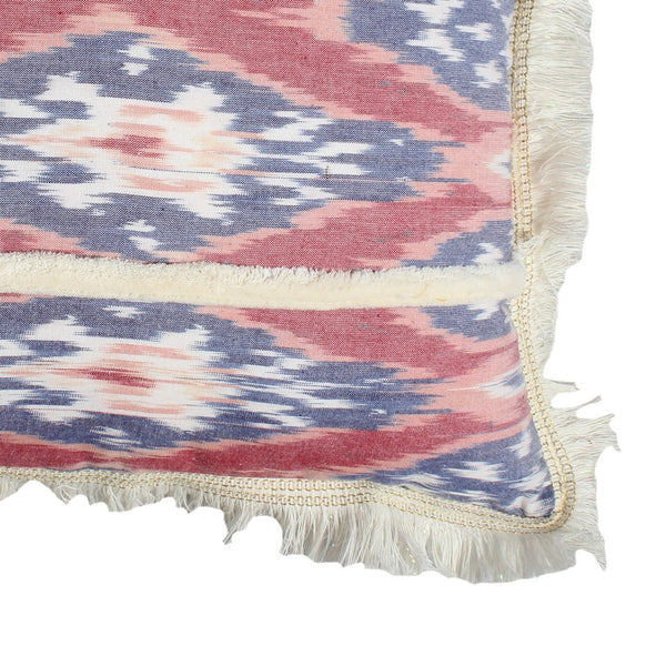 18 x 18 Handcrafted Square Cotton Accent Throw Pillow, Floral Ikat Dyed Pattern, Fringe Accent, Set of 2, Multicolor - UPT-261542