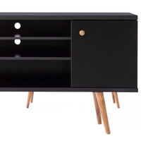 Reece 53 Inch Handcrafted Modern Wood TV Media Entertainment Cabinet Console, 2 Tone, Brown Legs, Black - UPT-262090