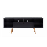 63 Inch TV Entertainment Media console with Drop Down Cabinet, Black, Brown - UPT-262092